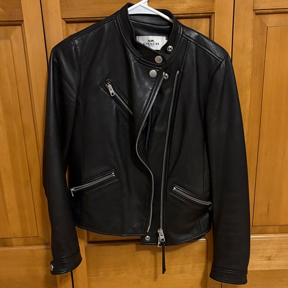 Coach Women's Black Leather Biker Jacket